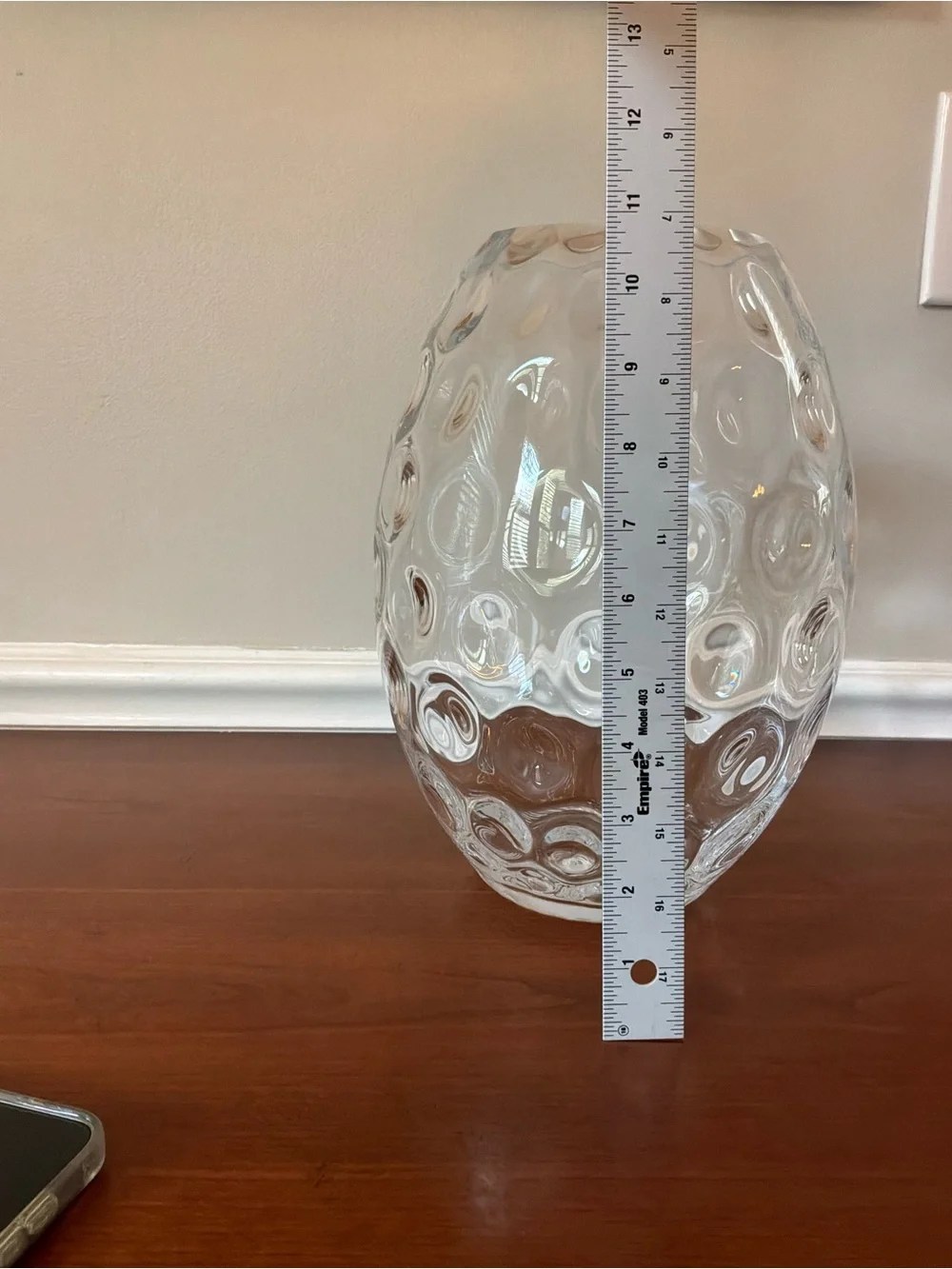 Vintage Bohemian Clear Textured Bubble Glass Large Vase